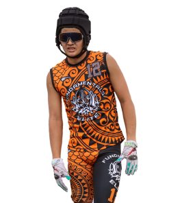 Custom Orange and Black Tribal 7v7 Uniform