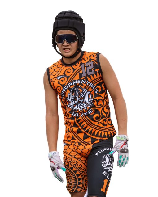 Custom Orange and Black Tribal 7v7 Uniform
