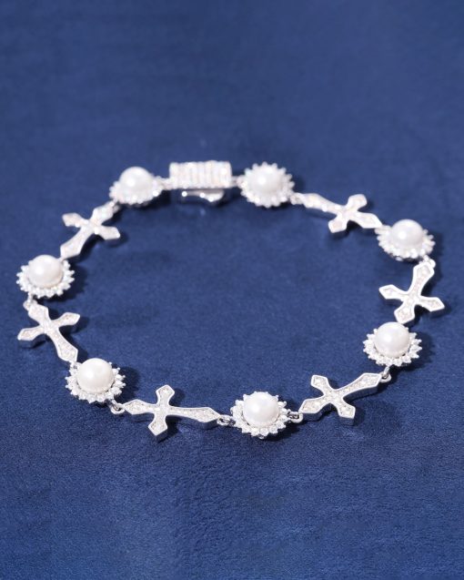 12MM CROSS PEARL BRACELET - Image 3
