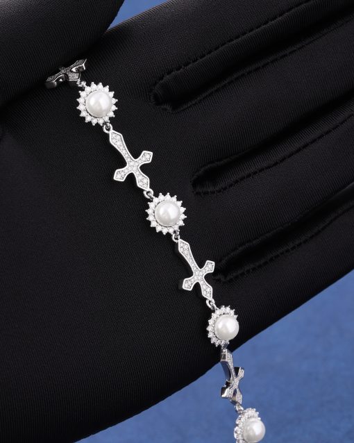 12MM CROSS PEARL BRACELET - Image 5