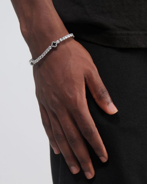 BLACK AGATE FOUR LEAF CLOVER TENNIS BRACELET - Image 6