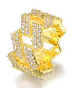 diamond prong cuban ring, Prong Cuban Ring, 10k Gold
