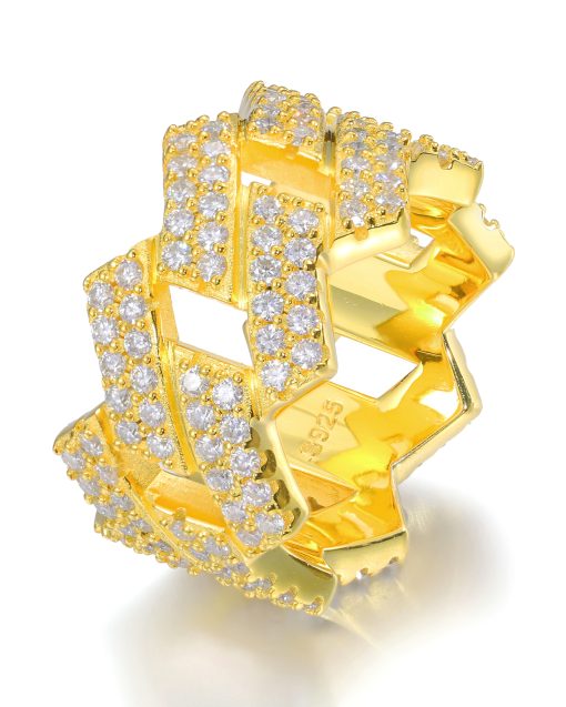 diamond prong cuban ring, Prong Cuban Ring, 10k Gold