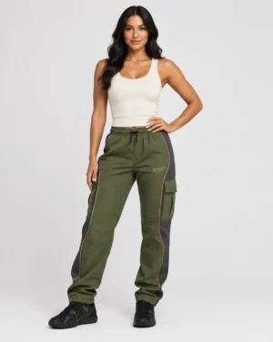 Roc Street Olive Green Cargo Track Pants