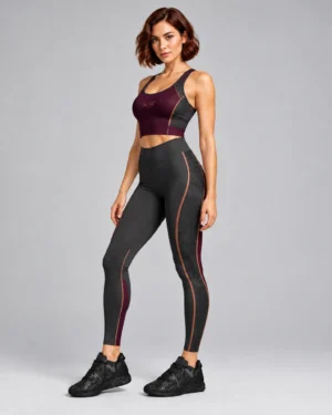 Roc Street Burgundy & Black Cropped Activewear Top
