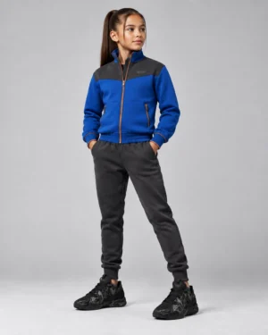 Roc Street Girls’ Blue & Black Panel Track Jacket