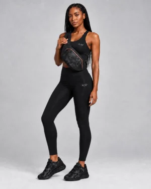 Black Camo Activewear Set – Cropped Tank Top & High-Rise Leggings