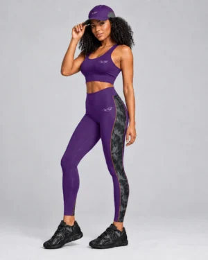 Purple Camo Activewear Set – Cropped Sports Bra & High-Rise Leggings