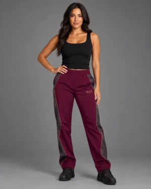 Roc Street Burgundy Camo-Panel Track Pants