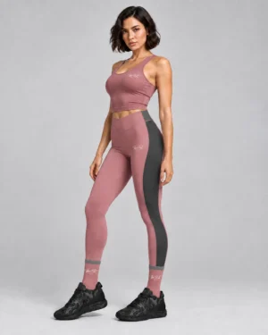 Dusty Rose Camo Activewear Set – Cropped Tank Top & High-Rise Leggings