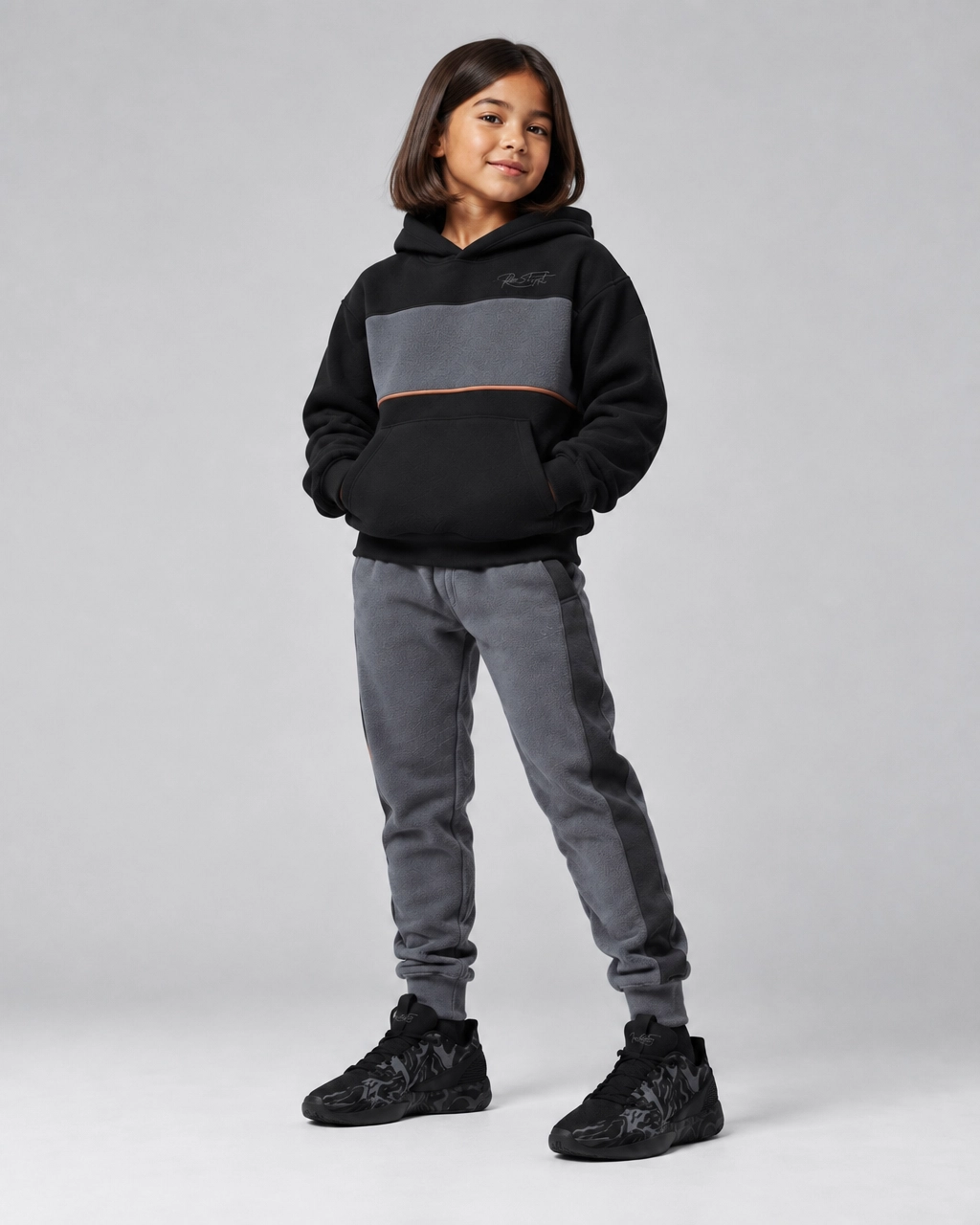 Roc Street Girls’ Black & Grey Panel Hoodie