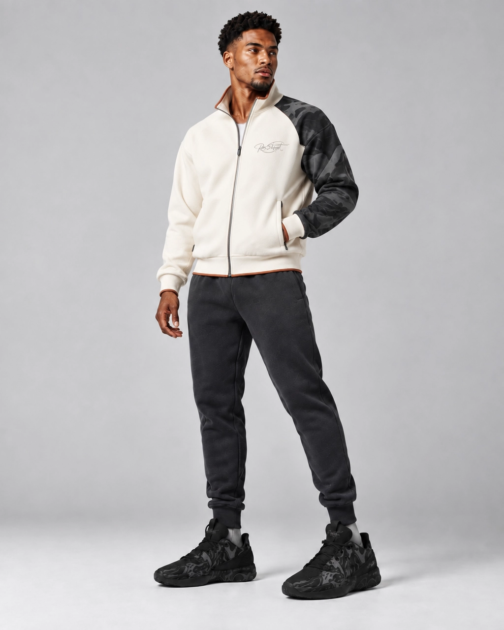Roc Street Cream & Black Color-Block Track Jacket