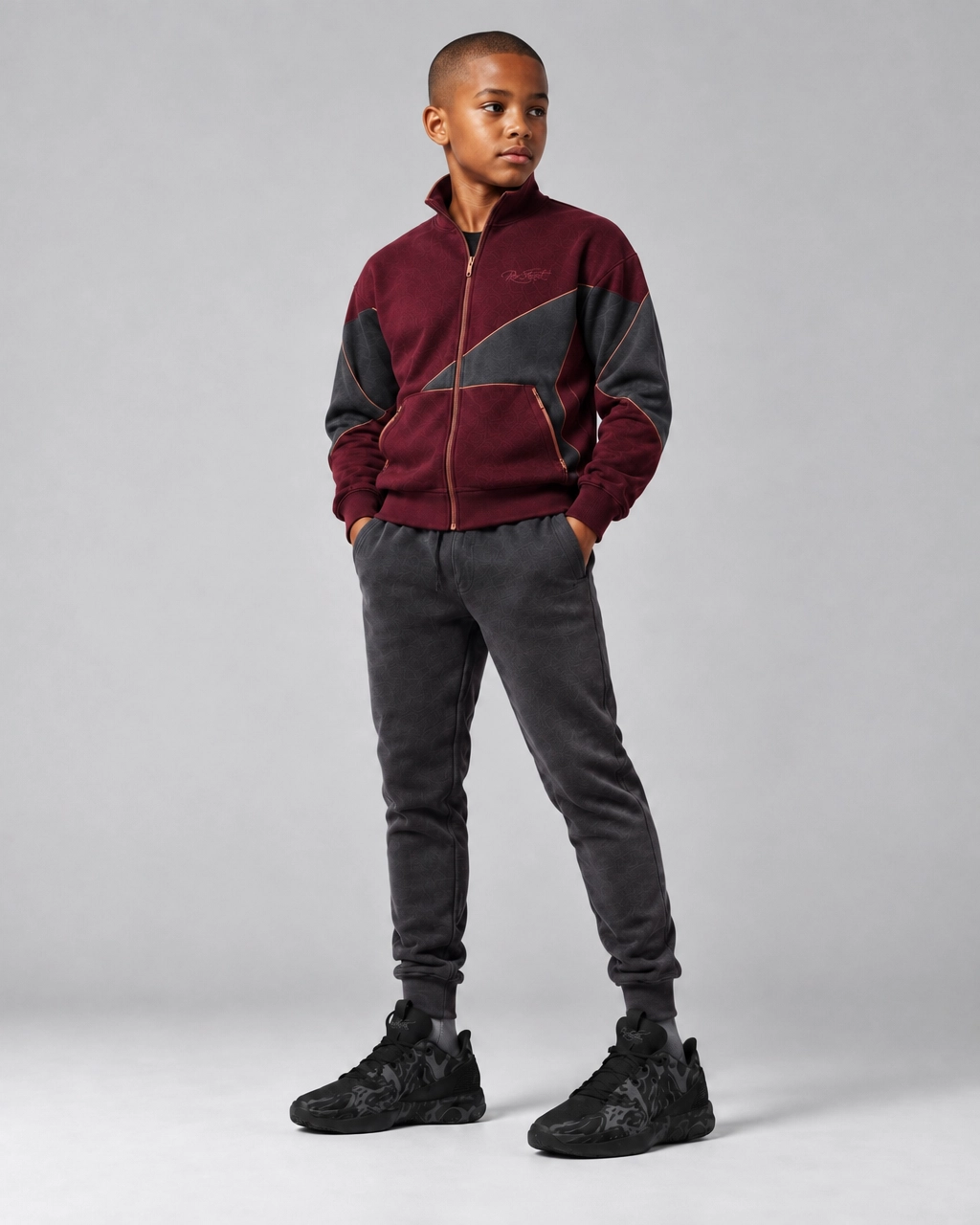 Roc Street Boys’ Burgundy & Black Panel Track Jacket