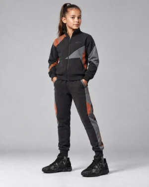 Roc Street Girls’ Black & Orange Panel Track Jacket