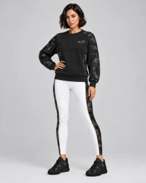 Roc Street Black Camo-Sleeve Activewear Sweatshirt