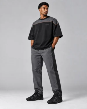 Black Contrast Panel Oversized Tee – Relaxed Streetwear T-Shirt