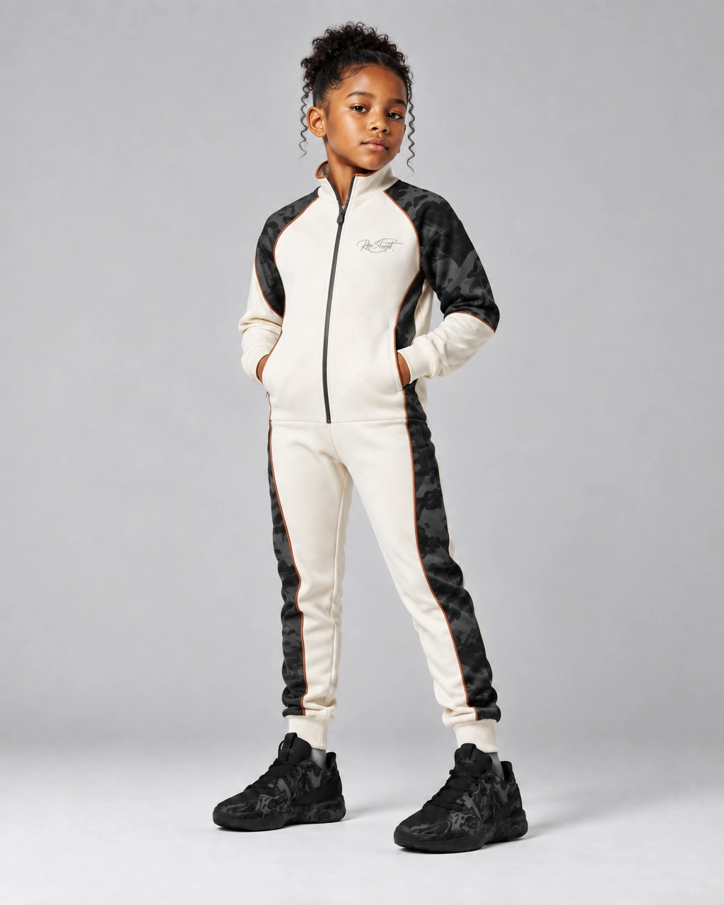 Roc Street Girls’ White & Black Panel Track Jacket