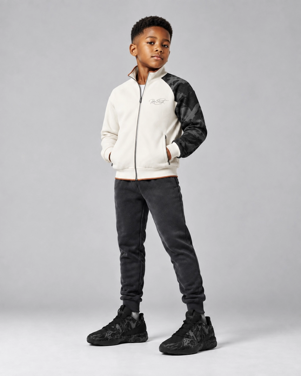 Roc Street Boys’ White & Black Panel Track Jacket