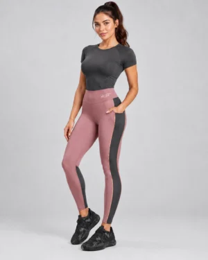 Roc Street Dusty Rose & Charcoal Performance Leggings