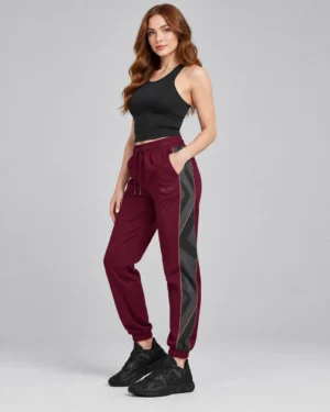 Roc Street Burgundy Camo-Panel Track Pants