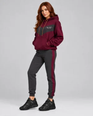 Roc Street Burgundy & Charcoal Colorblock Pullover Hoodie