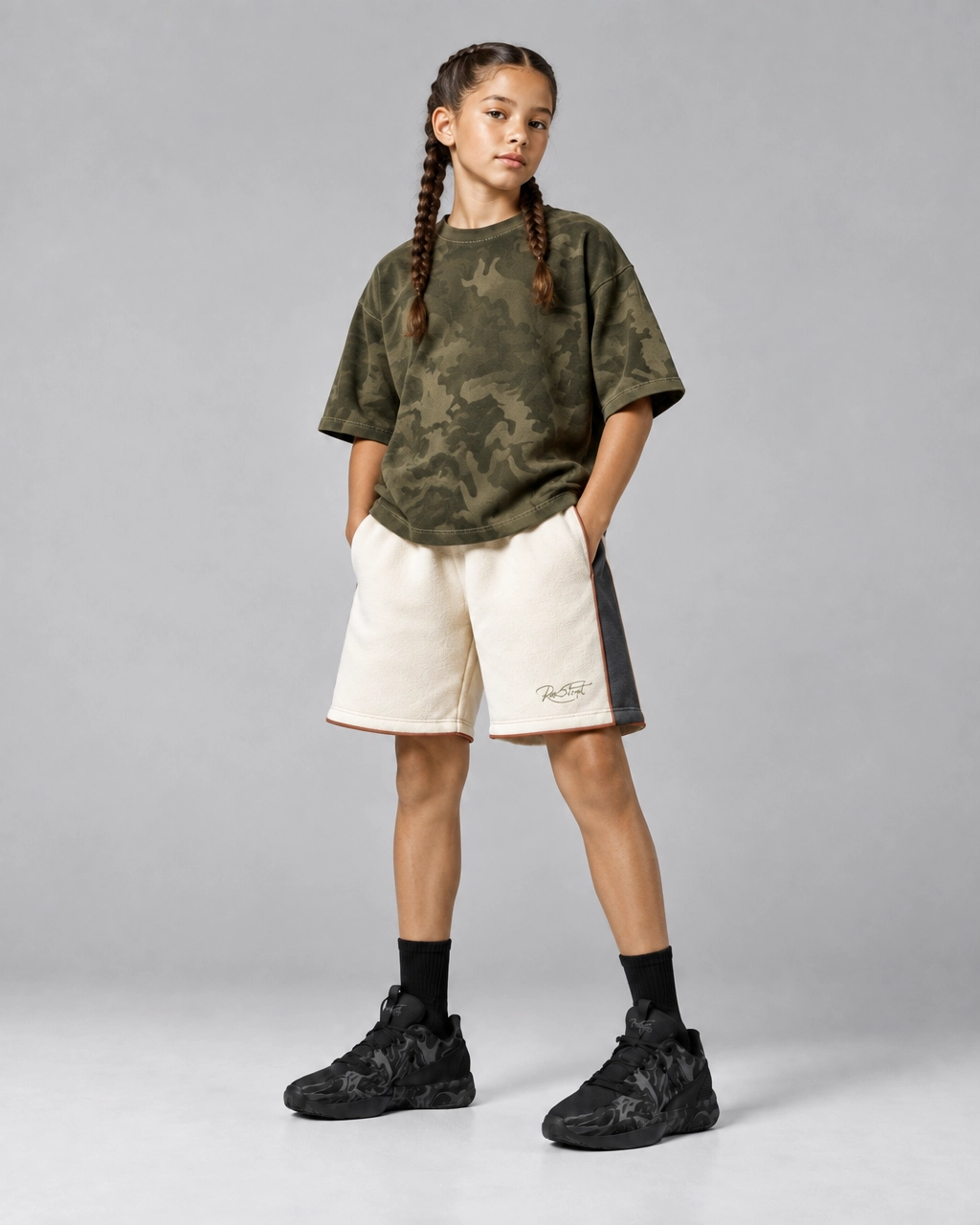 Roc Street Girls’ White Utility Shorts