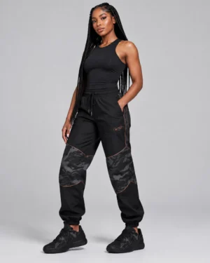 Roc Street Black Camo-Panel Cargo Jogger Pants