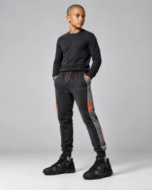 Roc Street Boys’ Black & Orange Panel Jogger Pants