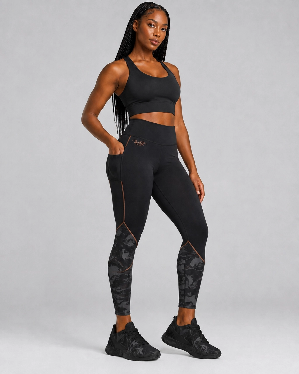 Roc Street Black Camo-Panel Performance Leggings - Image 2