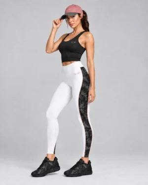 Black & White Camo Activewear Set – Cropped Tank Top & High-Rise Leggings
