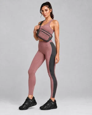 Dusty Rose Camo Activewear Set – Fitted Tank Top & High-Rise Leggings