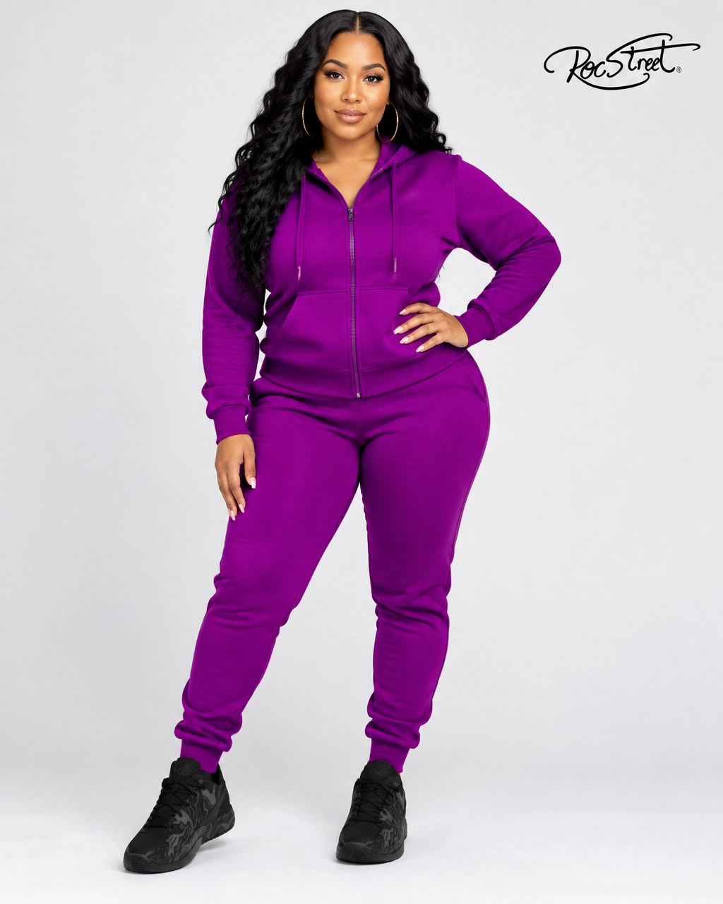 Roc Street Purple Zip-Up Track Jacket
