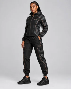 Black Camo Track Suit Set – Zip-Up Jacket & Jogger Pants
