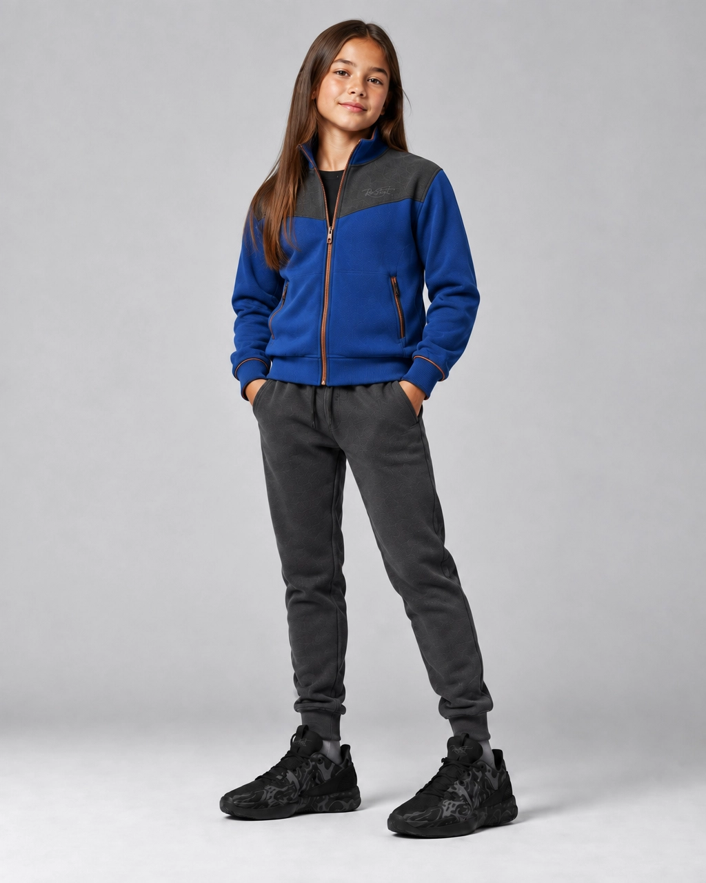 Roc Street Girls’ Blue & Black Panel Track Jacket - Image 2
