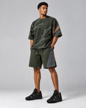 Charcoal Camo Oversized T-Shirt & Panel Shorts Set – Relaxed Streetwear Co-Ord