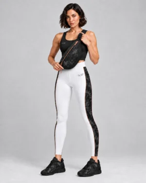 Black & White Camo Activewear Set – Cropped Tank Top & Contour Leggings