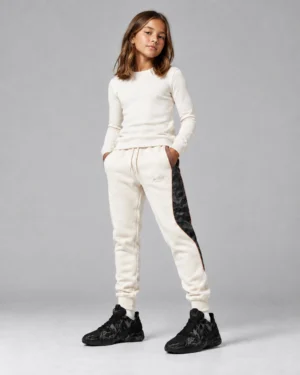 Roc Street Girls’ White & Black Camo Panel Jogger Pants