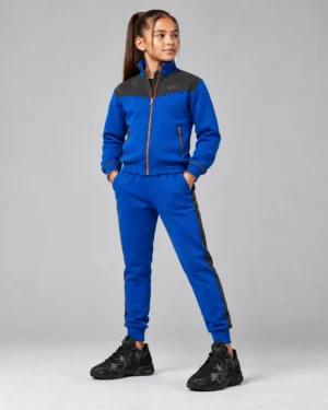 Roc Street Girls’ Blue & Black Panel Track Jacket
