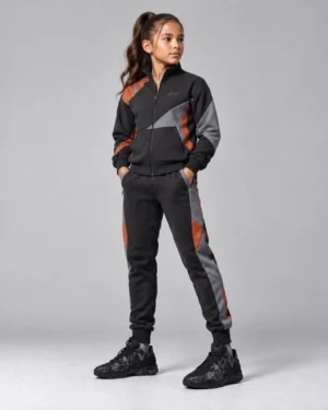 Roc Street Girls’ Black & Orange Panel Track Jacket