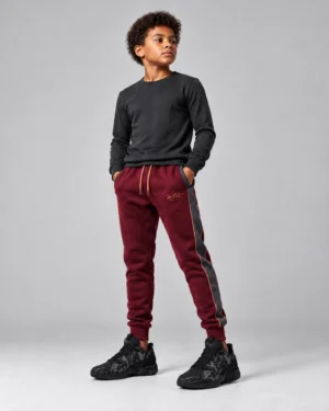 Roc Street Boys’ Burgundy & Charcoal Panel Jogger Pants