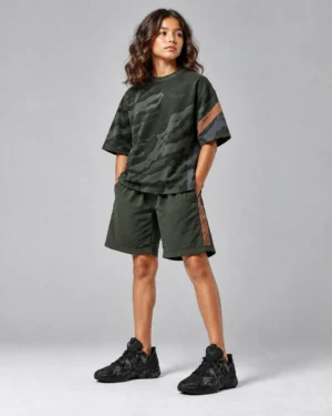 Charcoal Camo Oversized T-Shirt & Shorts Set – Two-Tone Streetwear Co-Ord