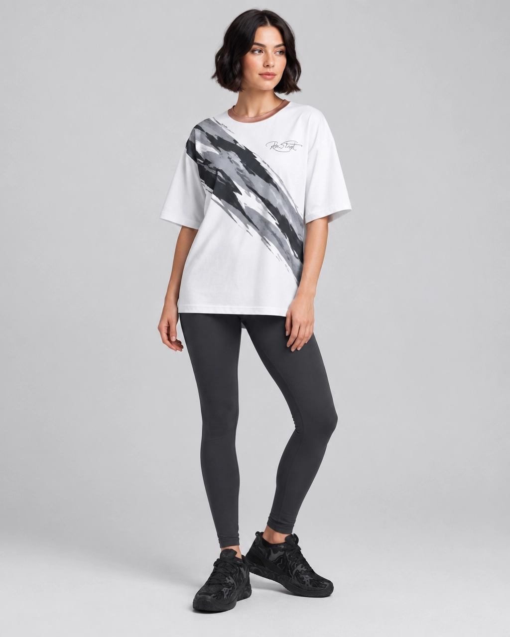 Roc Street White & Black Graphic Performance T-Shirt
