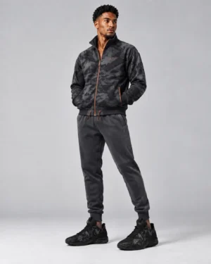 Black Camo Track Jacket & Charcoal Joggers – Tonal Performance Tracksuit
