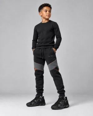 Roc Street Boys’ Black & Charcoal Panel Jogger Pants