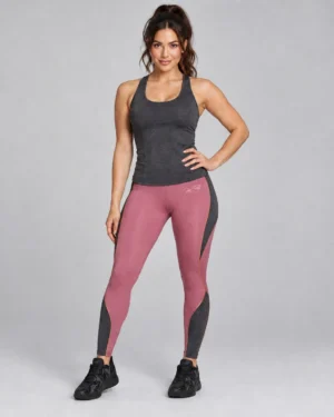 Roc Street Dusty Rose & Charcoal Performance Leggings