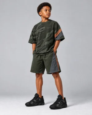 Black Tiger Camo Oversized T-Shirt & Shorts Set – Two-Tone Streetwear Co-Ord