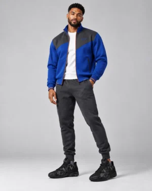 Roc Street Blue & Charcoal Colorblock Track Jacket