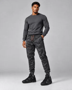 Charcoal Crewneck & Shadow Camo Jogger Set – Urban Performance Streetwear