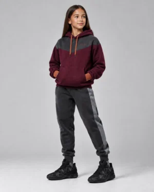 Roc Street Burgundy & Charcoal Panel Hoodie