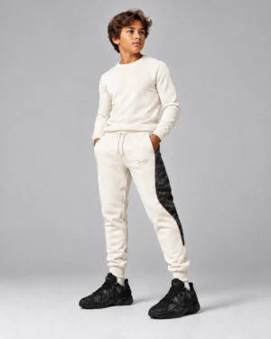 Roc Street Boys’ White & Black Camo Panel Jogger Pants